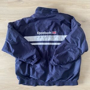 Mens Vintage Reebok Navy and White Classic Jacket Size L